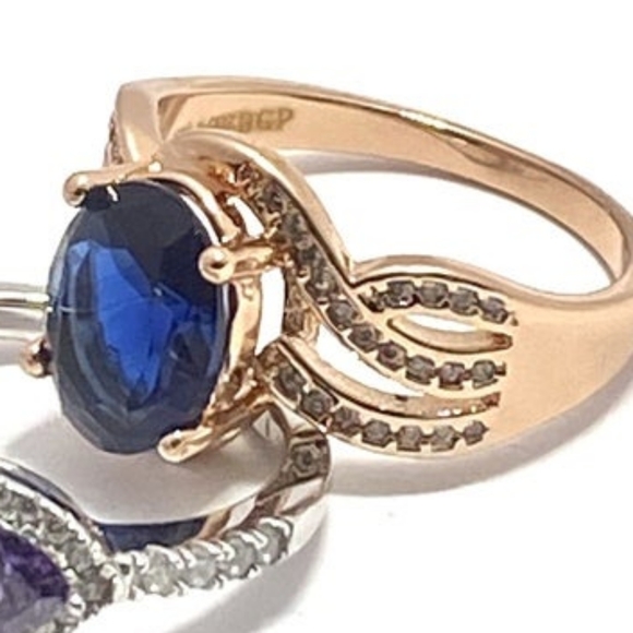 Solid 925 SS 5.0 ctw Blue Sapphire and Diamonique - Picture 4 of 12